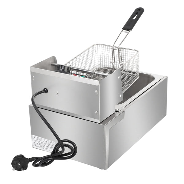 ZOKOP EH81 2500W 220-240V 6.3QT/6L Stainless Steel Single Cylinder Electric Fryer UK Plug