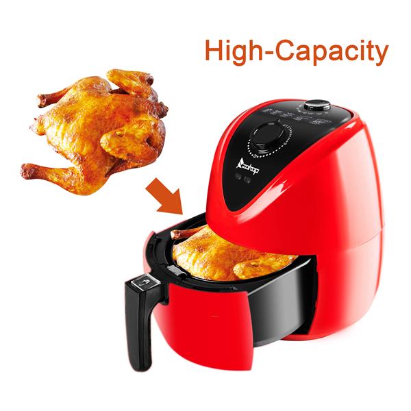 ZOKOP KAF1300P1 1500W 220-240V 50/60Hz 2.7Quarts/2.6L Electric Air Fryer UK Plug Red