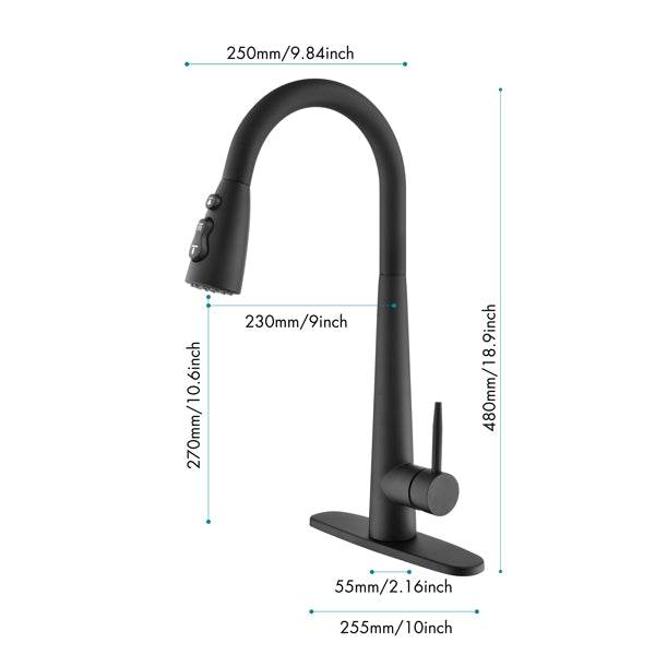 Kitchen Faucets with Pull Down Sprayer, Kitchen Sink Faucet with Pull Out Sprayer, Fingerprint Resistant, Single Hole Deck Mount, Single Handle Copper Kitchen Faucet,